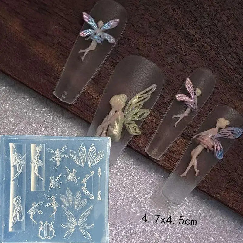 〔CC55〕3D Fruit Silicone Nail Mold Sweet Flower Petals Fairy Nails Templates DIY Nail Art Decor Manicure Template For Nail Charms
