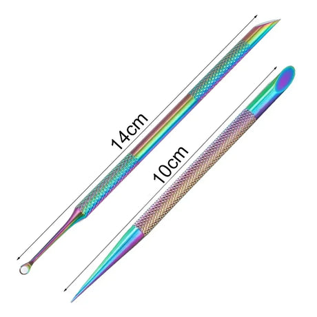 Nail Circle Beveled Head Stainless Steel Cuticle Pusher Nail Art Sanding Tablet Manicure Sticks Tool for Salon Nails Accessories