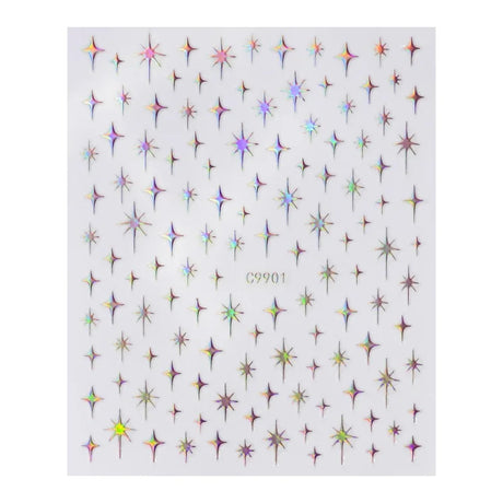 Metal Laser Holographic Star Nail Stickers, Disposable Self-Adhesive Resin Nail Decals for Women, Art Decor Accessories