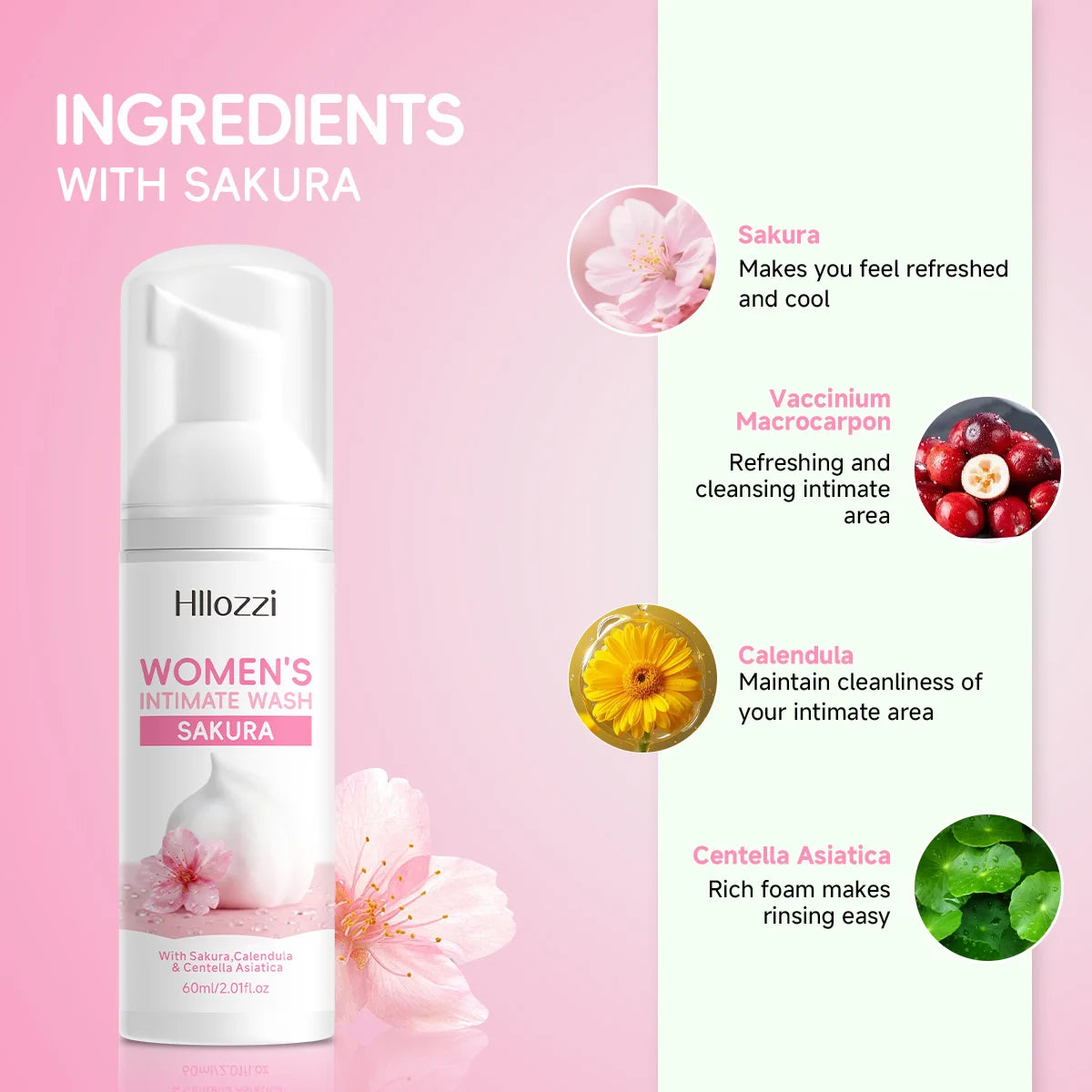 WOMEN'S INTIMATE WASH SAKURA,Deeply cleanses with rich foam, gently cares for skin, controls odor, and cleanses intimate areas.
