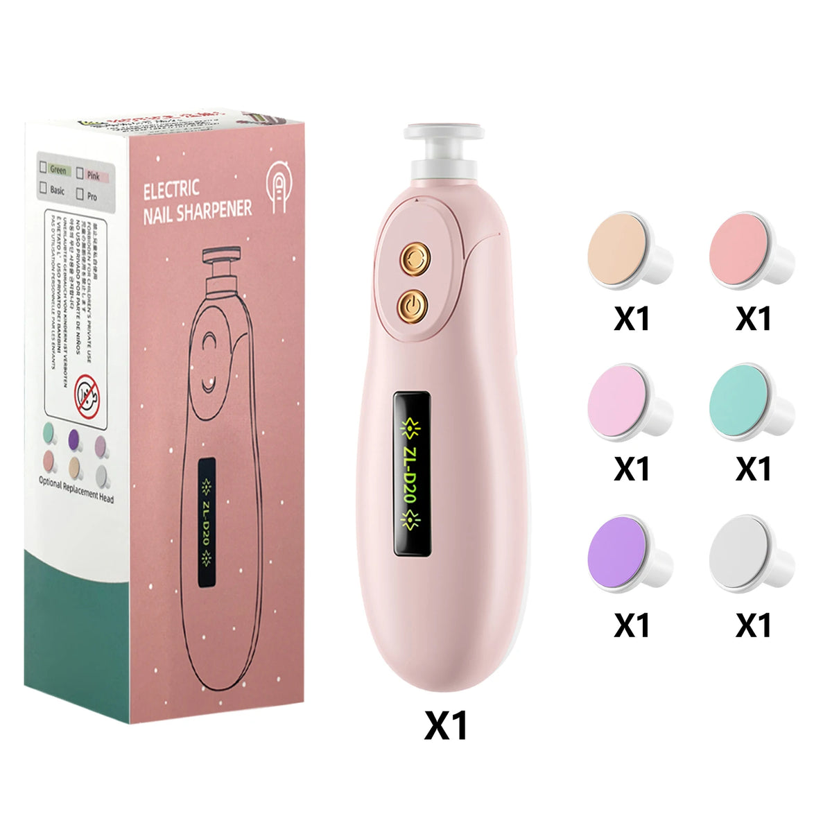 Baby Nail File Electric Baby Nail Care Set with LED Light, Baby Nail Trimmer for Newborn/Infants/Adults Toenails and Fingernail