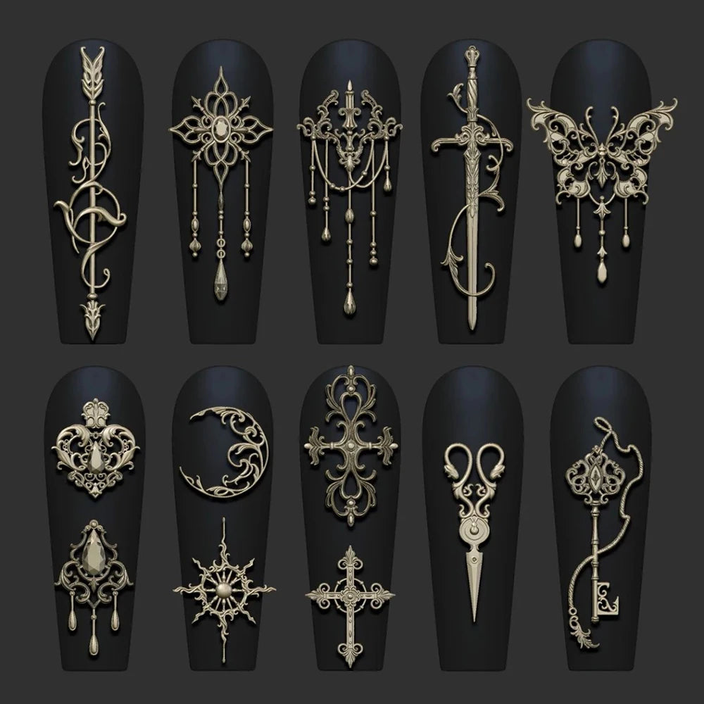 3D Baroque Pattern Gel Nail Art Mold Butterfly Moon Resin Sword Molds for Manicure Accessories Supplies Arrow Silicone Mold
