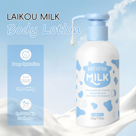 LAIKOU Milk Body Lotion 200g Deep Hydrating Smoothing Nourishing Shea Butter Daily Body Moisturizer