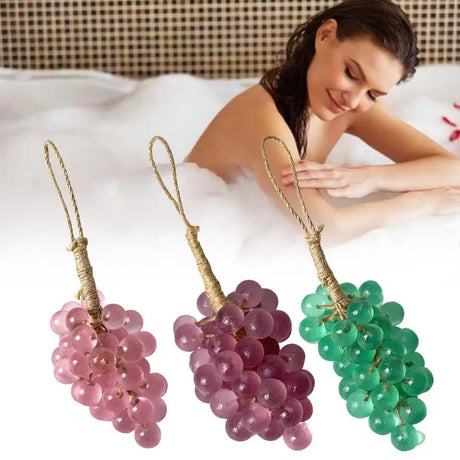 Crystal Clear Transparent Grape Shaped Soap Bar Lovely Fruit Simulation Grape String Soap with Natural Fragrance Home Bathroom