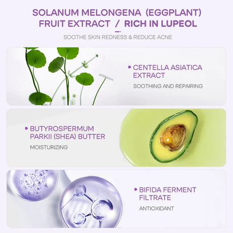 5pcs LAIKOU Eggplant Mud Mask Oil Control Moisturizing Anti-Acne Anti Wrinkle Whitening Cleansing Clay Mask Skin Care Face Mask