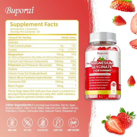 Magnesium Glycinate Gummies - Improve Sleep, Promote Physical and Mental Relaxation, and Reduce Leg Cramps and Muscle Pain