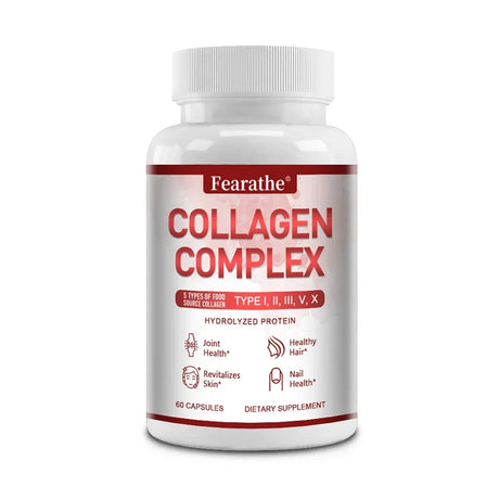 Multi-Type Collagen Complex Capsules, Natural Collagen Peptides Supplement, Support Skin Radiance, Hair, Nail & Joint Health