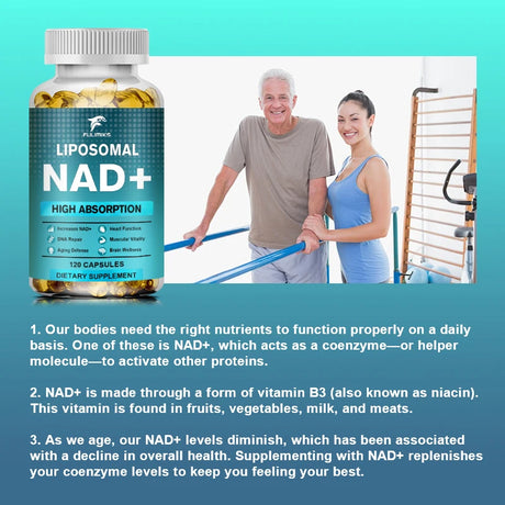 Liposomal NAD+ 1000mg Capsules, Supports Cellular Energy, Anti-Aging, DNA Repair, Brain, Heart Health & Natural Vitality