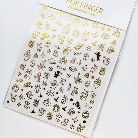 Sliver Bronzing 3D Christmas Nail Art Decoration Sticker Sparkly White Colorful Glitter Geometry Snowflake Winter Slider Foil
