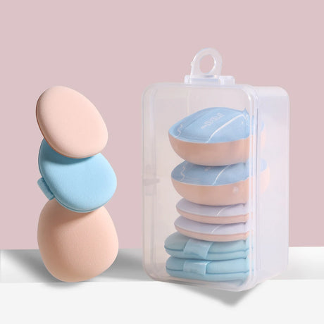 6 mini finger puff set with box, wet and dry concealer air cushion puff, used for makeup of eyes, nose and face.