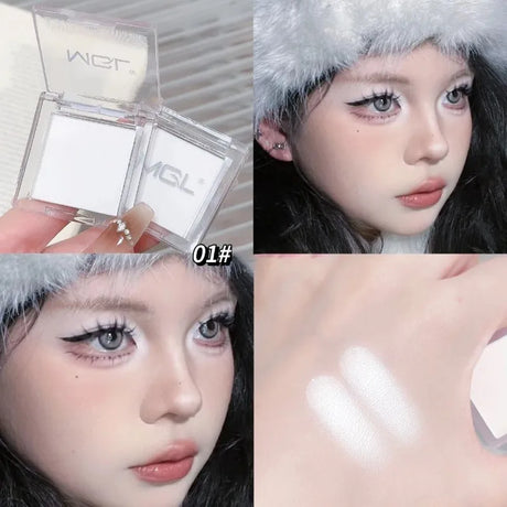 Matte Highlighter Powder Eyeshadow Palette White Long Lasting Natural 3D Brightening Eye Makeup Palette Brighten Face High Gloss