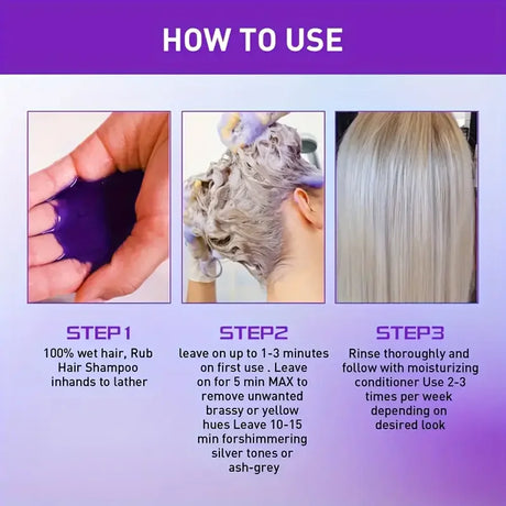 Purple Hair Mask - For blonde, platinum, bleached, silver, gray, ash, and brass-toned hair - Removes yellow tones and conditions dry, damaged hair - Cruelty-free and vegan