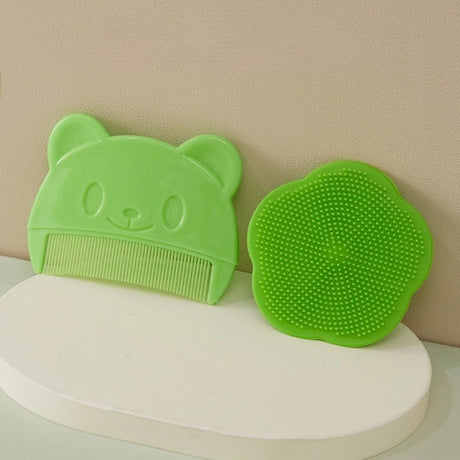 New Baby Hair Comb and Brush Cute Cartoon Whale Infant Soft Silicone Head Massage Comb Hair Cleaning Brush Newborn Bathing Tools