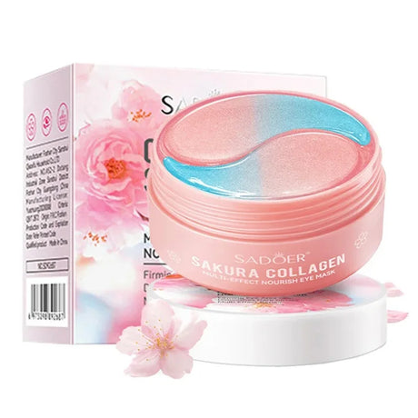 60pcs SADOER Sakura Collagen Eye Mask Anti Dark Circles Eyes Bags Removal Moisturizing Firming Eye Patches Skin Care for Eyes