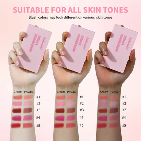 Cream&Powder Blush Palette Natural Long-lasting High Pigment Blush Makeup Contour Powder Beauty Peach Pink Korean Makeup Blush