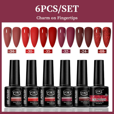 VOKY 6-Piece Set of Nail Gel, Seasonal Fashionable Nail Gel, The Perfect Gift for Ladies to Give During Festivals
