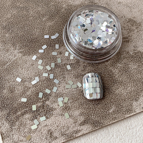 Square silver glitter nail accessories boxed, simple and sparkling, light luxury style, wholesale of wearable nail decorations