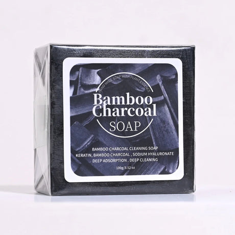 B+100G Bamboo Charcoal Powder Deep Cleaning Soap Plant Oil Soap Keratin Protein Men's Bath and Face Wash Handmade Soap
