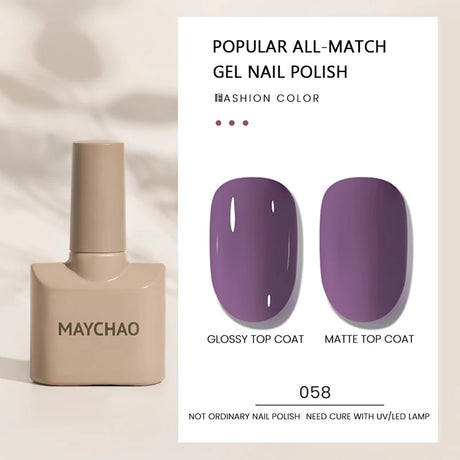 MAYCHAO Gel Nail Polish 12ML Full Coverage Base Top Coat Soak Off Gel Polish UV LED Gel Semi Permanent Varnishes Design Nail Art
