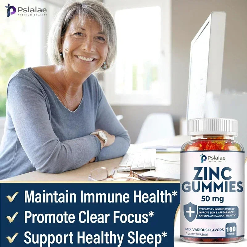 Zinc Gummies 50 Mg - It Helps Improve Cognitive Function, Improve Mood, Enhance Immune Defense, and Antioxidant Effects