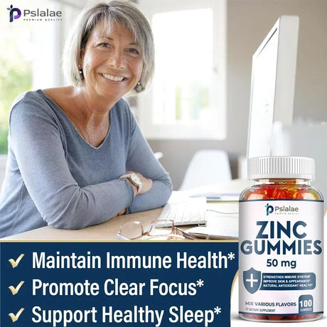 Zinc Gummies 50 Mg - It Helps Improve Cognitive Function, Improve Mood, Enhance Immune Defense, and Antioxidant Effects