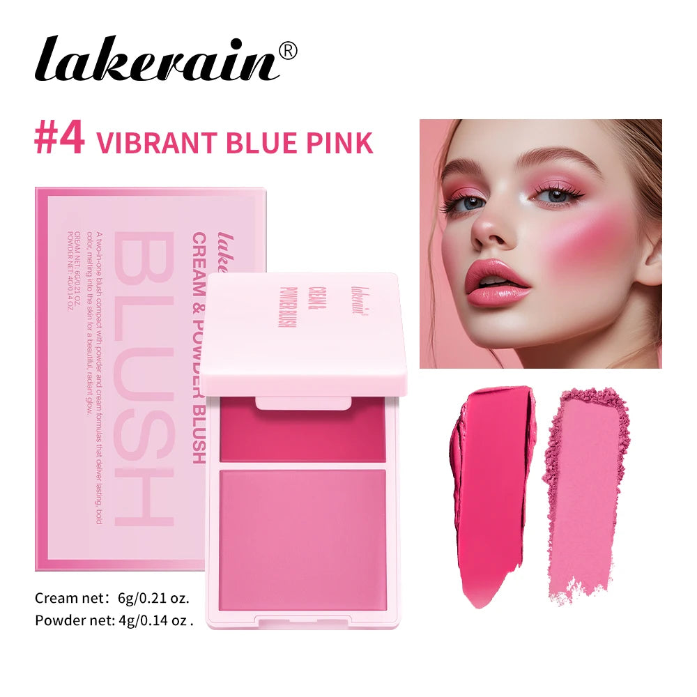 Cream&Powder Blush Palette Natural Long-lasting High Pigment Blush Makeup Contour Powder Beauty Peach Pink Korean Makeup Blush