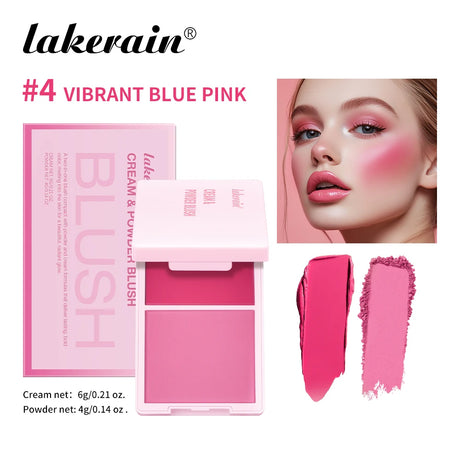 Cream&Powder Blush Palette Natural Long-lasting High Pigment Blush Makeup Contour Powder Beauty Peach Pink Korean Makeup Blush