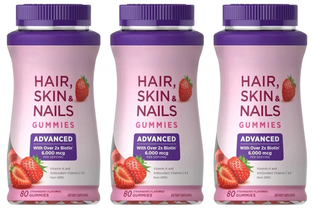 Biotin Gummie Strawberry Flavor with 6000Mcg Biotin & Vitamin Support Healthy Hair Skin and Nails 80pcs Nutritional Supplement