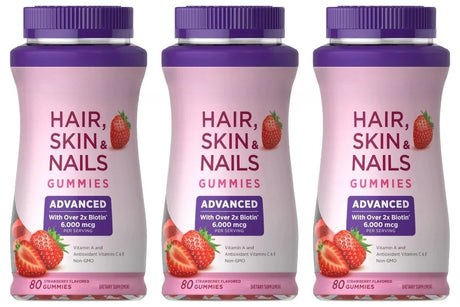 Biotin Gummie Strawberry Flavor with 6000Mcg Biotin & Vitamin Support Healthy Hair Skin and Nails 80pcs Nutritional Supplement