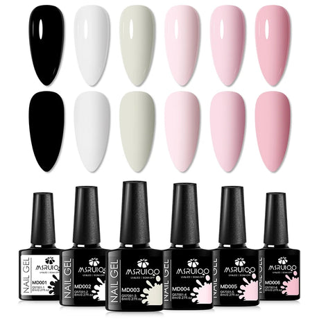 6pc All-Season Colors Gel Nail Polish Set UV LED Soak Off Nail Art Supplies Semi Permanent DIY Manicure Salon Nails Design