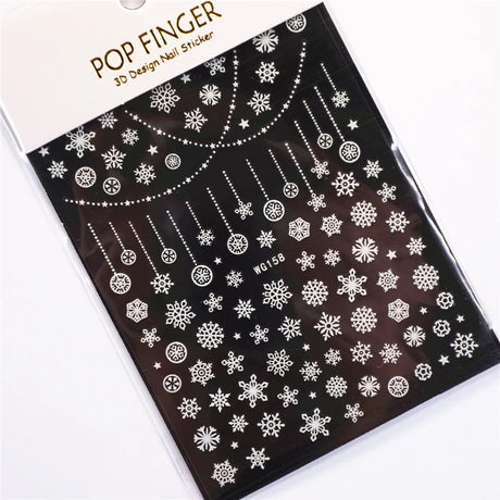 Sliver Bronzing 3D Christmas Nail Art Decoration Sticker Sparkly White Colorful Glitter Geometry Snowflake Winter Slider Foil