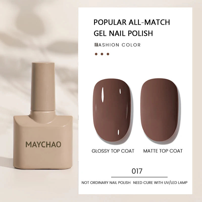 MAYCHAO Gel Nail Polish 12ML Full Coverage Base Top Coat Soak Off Gel Polish UV LED Gel Semi Permanent Varnishes Design Nail Art