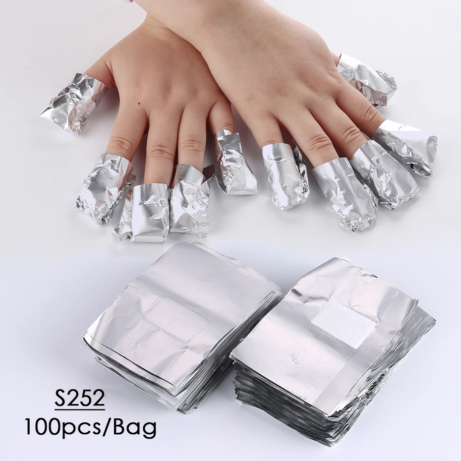 50/100pcs Immersion Remover Aluminum Foils For Nails With Cotton Pad Polish Removal Cleaning Wraps Manicure Care Tools Supplies
