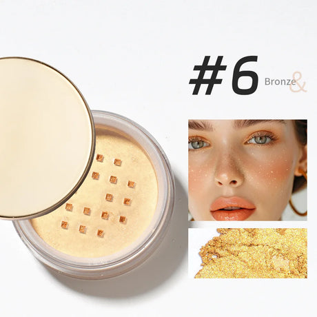 Diamond Glitter Loose Powder 6 Colors Pearlescent Oil Control Mineral Powder Face Foundation Cosmetics Lasting Makeup Powder