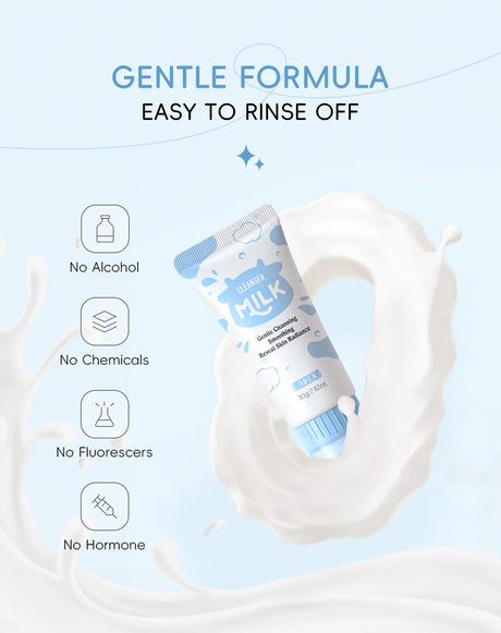 Laikou Milk Face Cleanser Facial Scrub Cleansing Wash Foam Mossee Acne Oil Control Blackhead Remover Shrink Pores Skin Care 80g