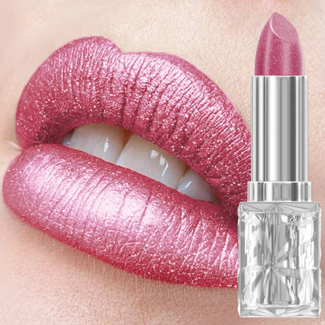 Metallic Glitter Lipstick 3 Color Waterproof Lip Balm Red Long Last Lip Tint Matte Lip Makeup Gifts Shiny Lip Gloss Cosmetic
