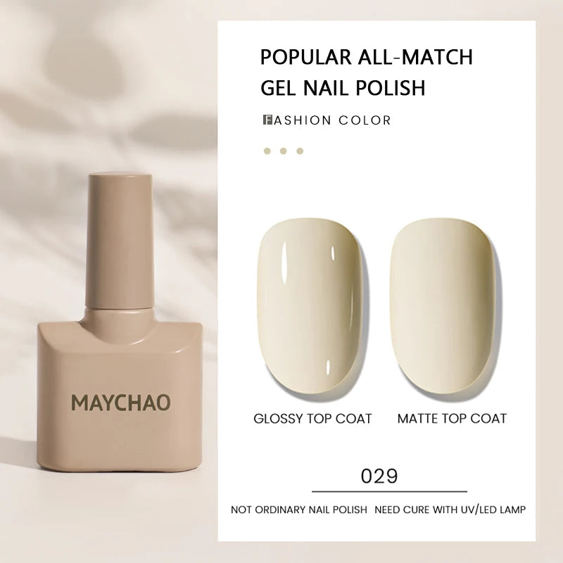 MAYCHAO Gel Nail Polish 12ML Full Coverage Base Top Coat Soak Off Gel Polish UV LED Gel Semi Permanent Varnishes Design Nail Art