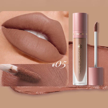 DUNUF 8-Color Matte Velvet Smooth Easy-to-Apply Square Tube Lip Gloss Waterproof Three-Dimensional Plumping Lipstick