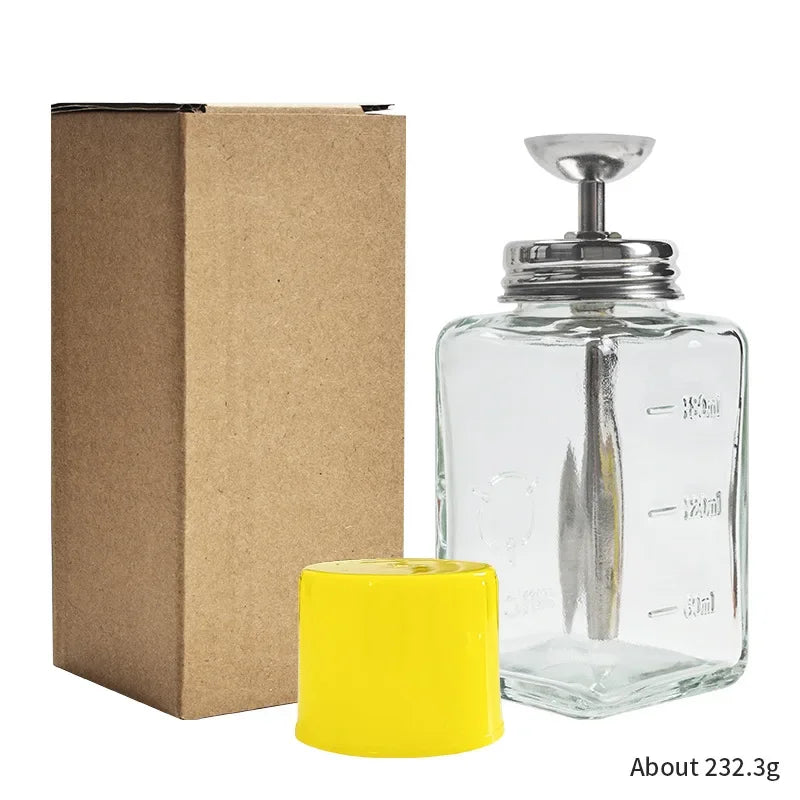 Nail glass bottle press funnel press type alcohol bottle nail remover water empty bottle cleaning liquid crystal hydraulic 180ml
