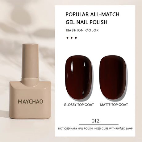 MAYCHAO Gel Nail Polish 12ML Full Coverage Base Top Coat Soak Off Gel Polish UV LED Gel Semi Permanent Varnishes Design Nail Art