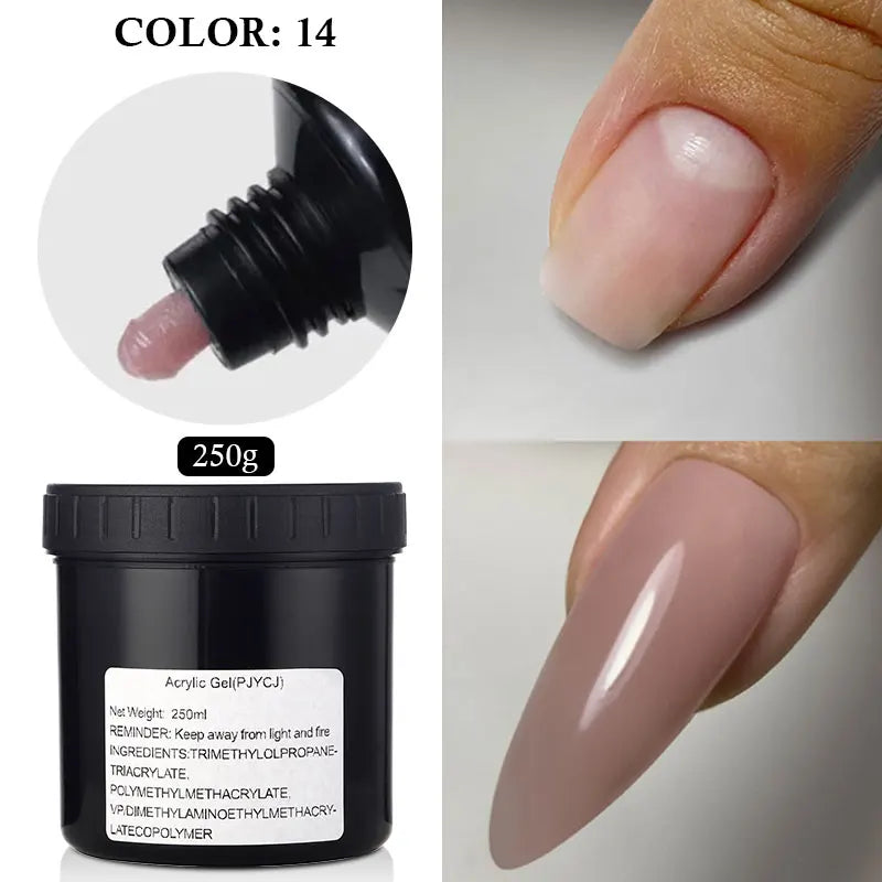 MSHARE 250g Clear Acrylic Gel Hard Gel For Nail Extension Pink Nude White Acrygel Hema TPO Free Builder Nail Gel French Nail Art