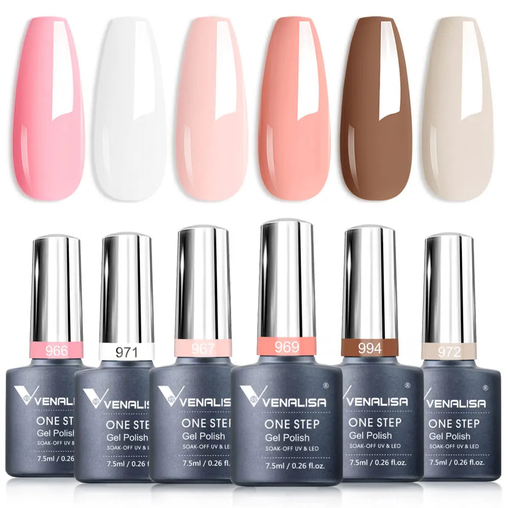 VIP5 Venalisa Nail Gel Polish Jelly Color HEMA/TPO FREE Nude Pink Semi Permanent Soak Off UVLED Gel Polish Sparkle Gel Varnish