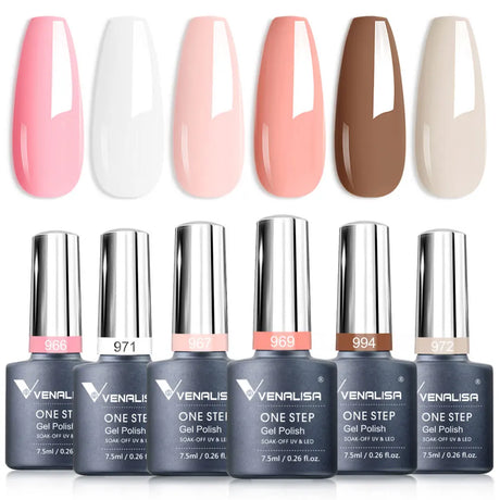 VIP5 Venalisa Nail Gel Polish Jelly Color HEMA/TPO FREE Nude Pink Semi Permanent Soak Off UVLED Gel Polish Sparkle Gel Varnish