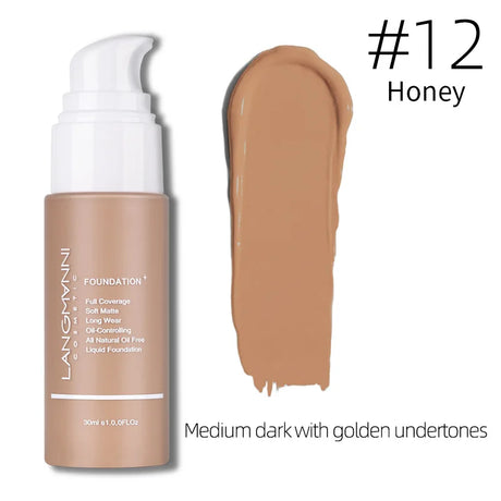 Langmanni 30ml Matte Face Foundation Cream Waterproof Liquid Foundation Oil Control Cover Base Concealer Makeup Cosmetics