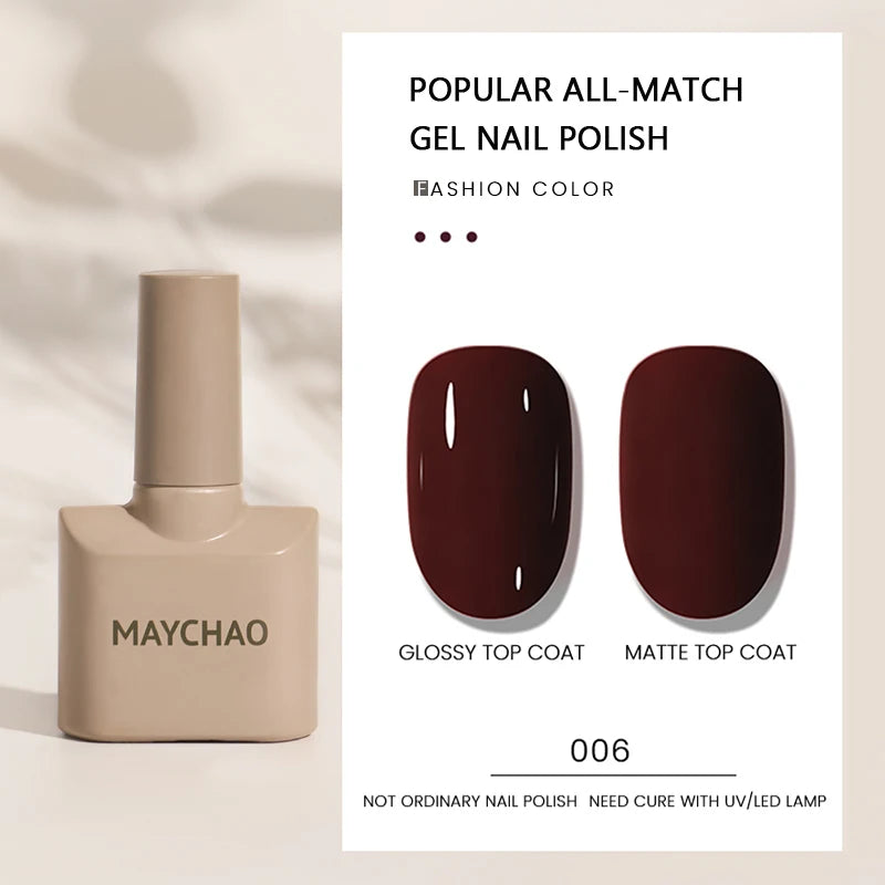 MAYCHAO Gel Nail Polish 12ML Full Coverage Base Top Coat Soak Off Gel Polish UV LED Gel Semi Permanent Varnishes Design Nail Art