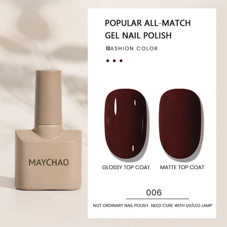 MAYCHAO Gel Nail Polish 12ML Full Coverage Base Top Coat Soak Off Gel Polish UV LED Gel Semi Permanent Varnishes Design Nail Art