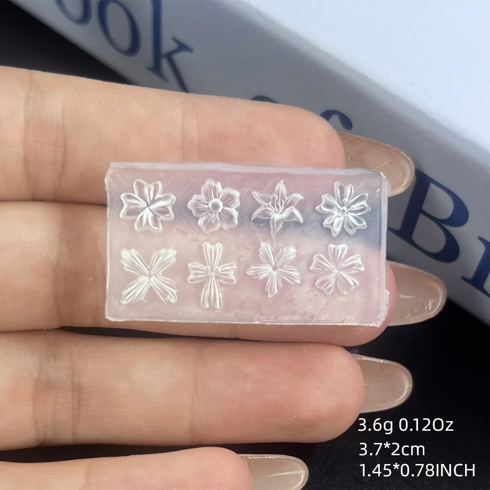 Ice Flower Nail Silicone Mold Lily Five-Petal Flower Nail Transparent Mold 3D Pink Floral Shape Decoration Manicure Design Tools