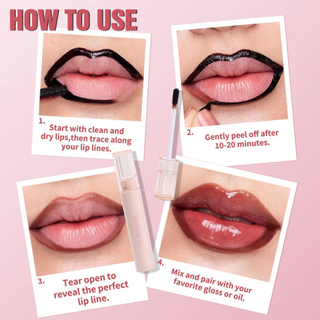 Peel Off Lip Stain Reveal Long Lasting Waterproof Matte Lip Contour Tint Transfer Proof Non-stick Cup Plump Look Lip Gloss