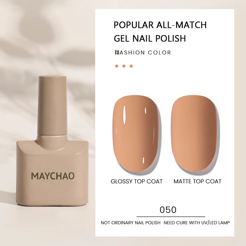 MAYCHAO Gel Nail Polish 12ML Full Coverage Base Top Coat Soak Off Gel Polish UV LED Gel Semi Permanent Varnishes Design Nail Art