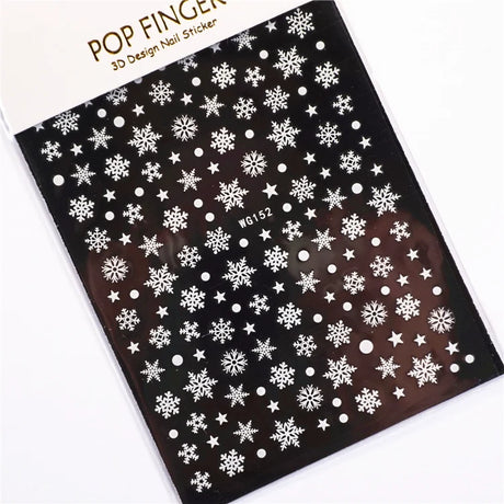Sliver Bronzing 3D Christmas Nail Art Decoration Sticker Sparkly White Colorful Glitter Geometry Snowflake Winter Slider Foil